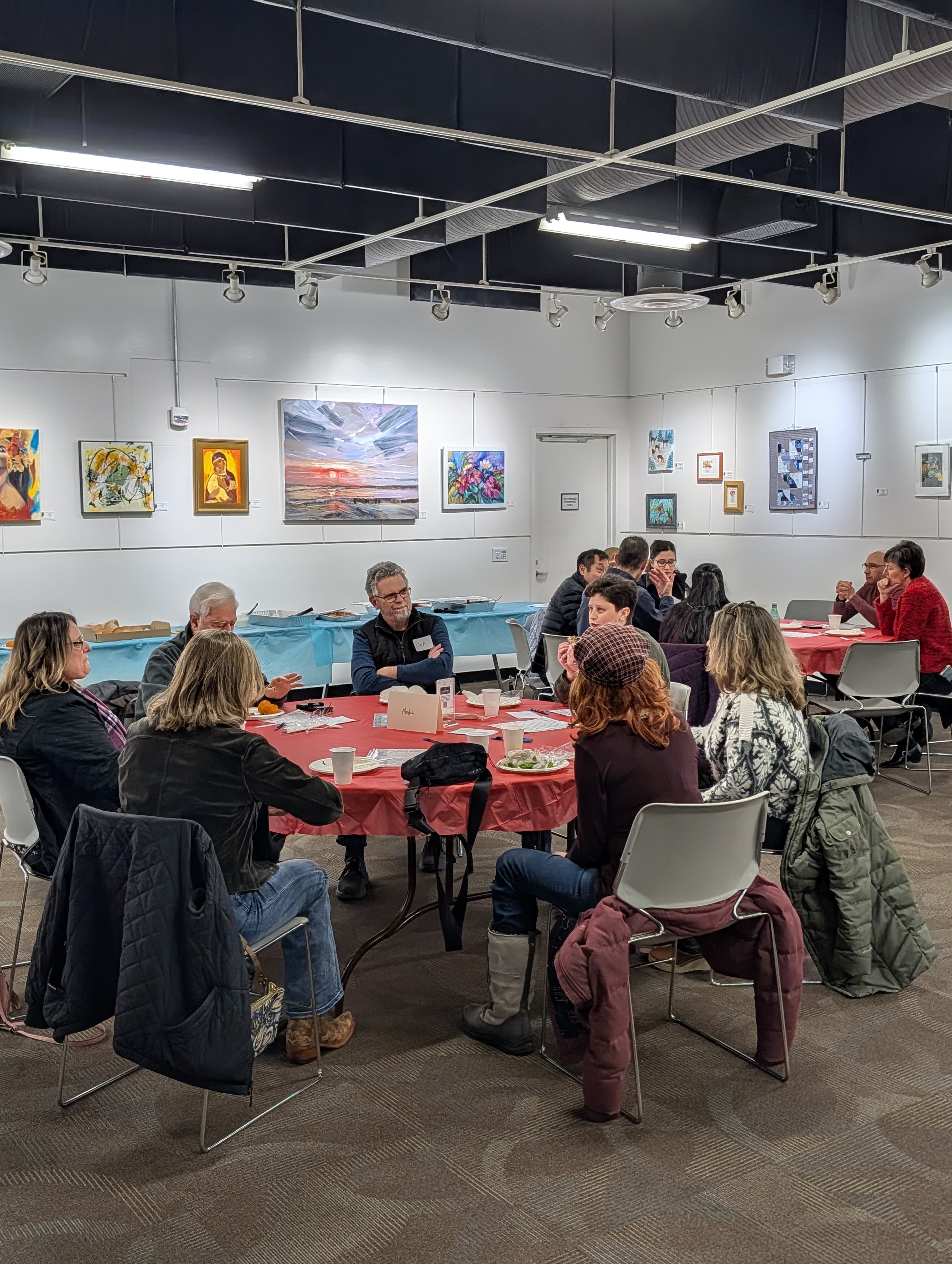 Community members sharing a meal together